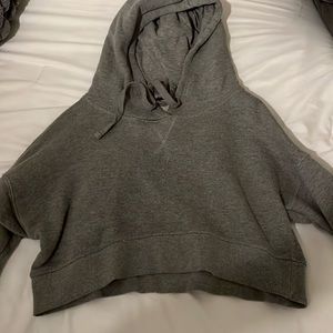 Gray hooded cropped sweater